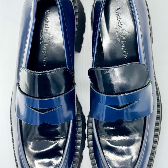 Michele Lopriore BRENDA Women’s Blue Black Leather Loafer Women’s Size:38 (US 8) - Picture 4 of 7